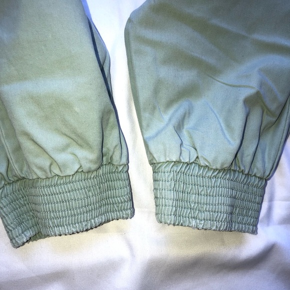 ZARA Premium Denim Wash Sage Green Joggers Ankle Cuffs Size 2 Fit Larger Chino - Picture 16 of 17